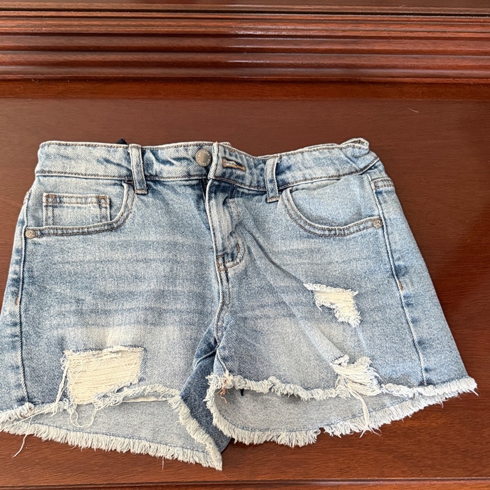 Art Class Light Blue Distressed Kids Shorts